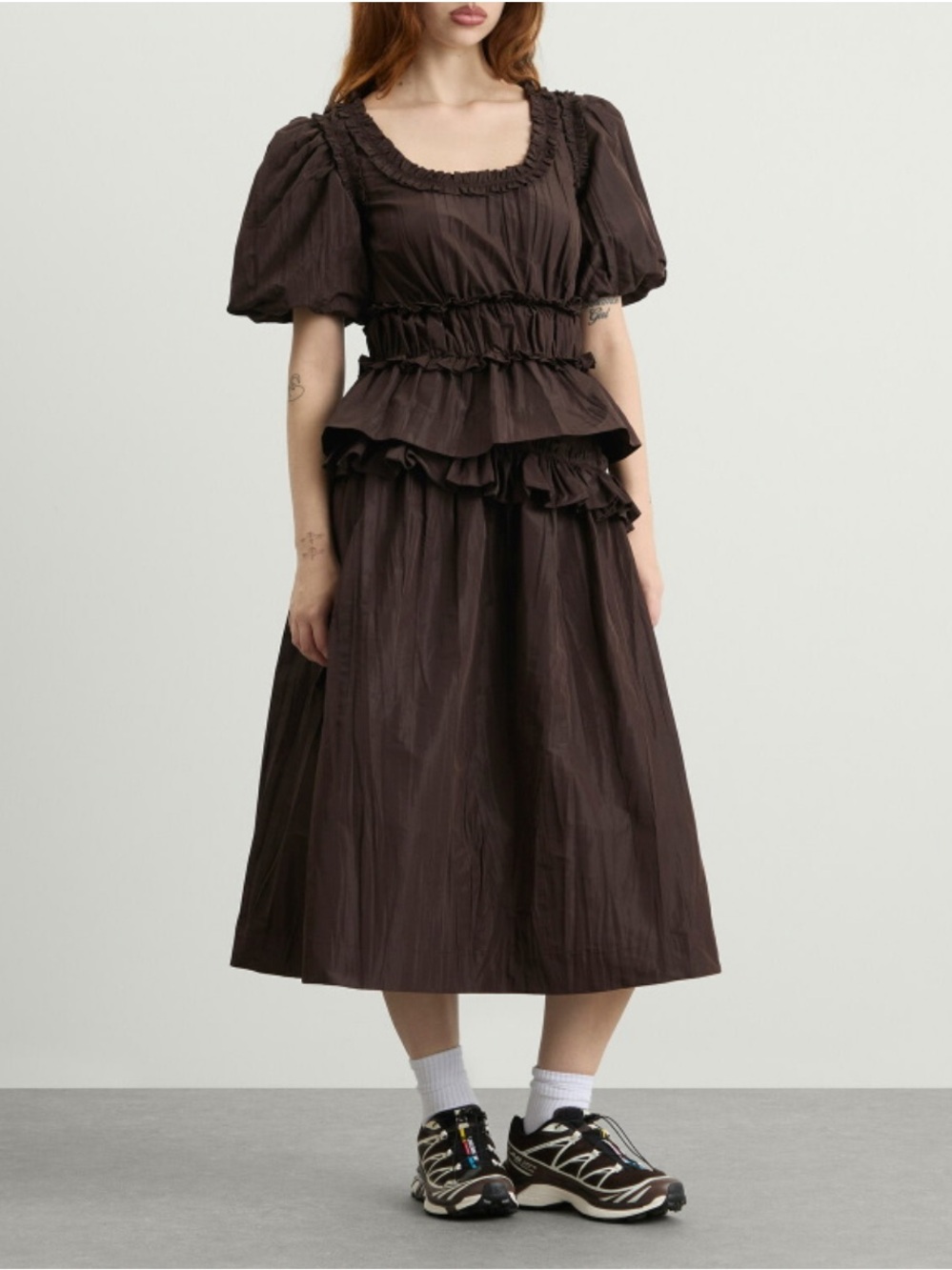 NWT DAMSON MADDER CHOCOLATE BROWN TOP AND MIDI SKIRT SET